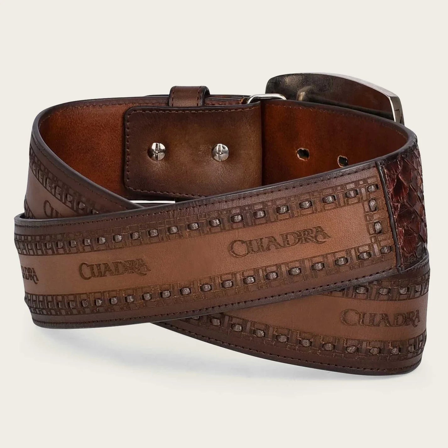 Brown Engraved Leather Western Belt