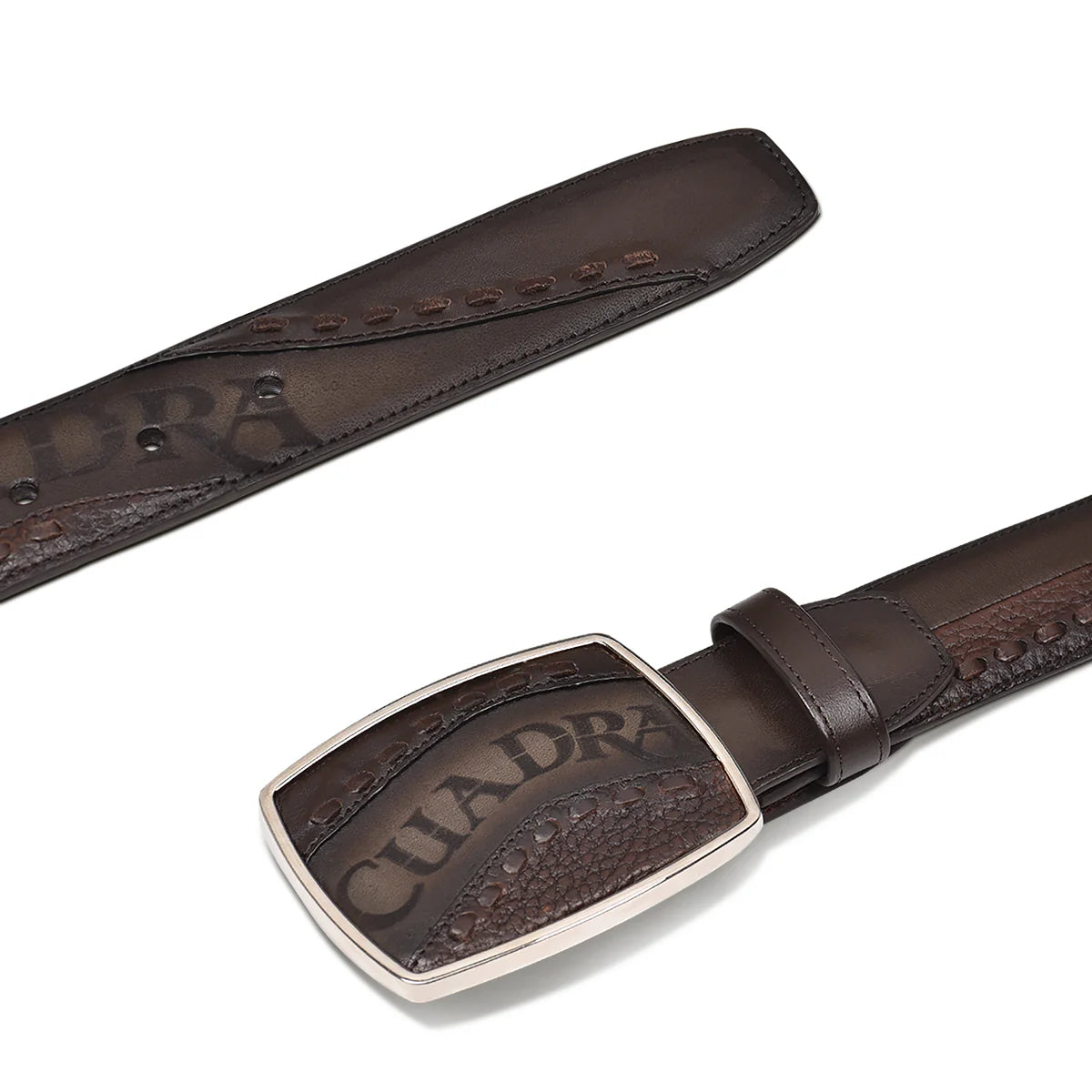 Hand-painted chocolate brown leather western belt