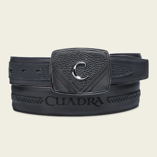 Cuadra Mens Black Deer Cowboy Belt