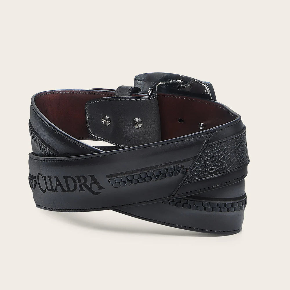 Cuadra Mens Black Deer Cowboy Belt