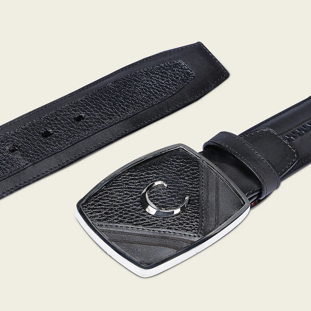 Cuadra Mens Black Deer Cowboy Belt