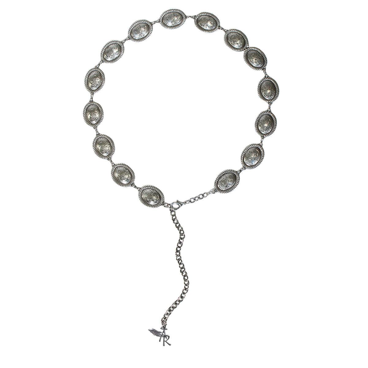 ANGEL RANCH Women's Floral Oval Concho Chain Belt