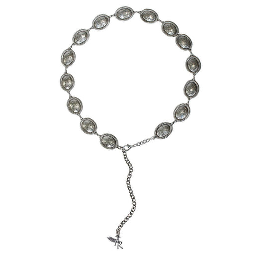 ANGEL RANCH Women's Floral Oval Concho Chain Belt