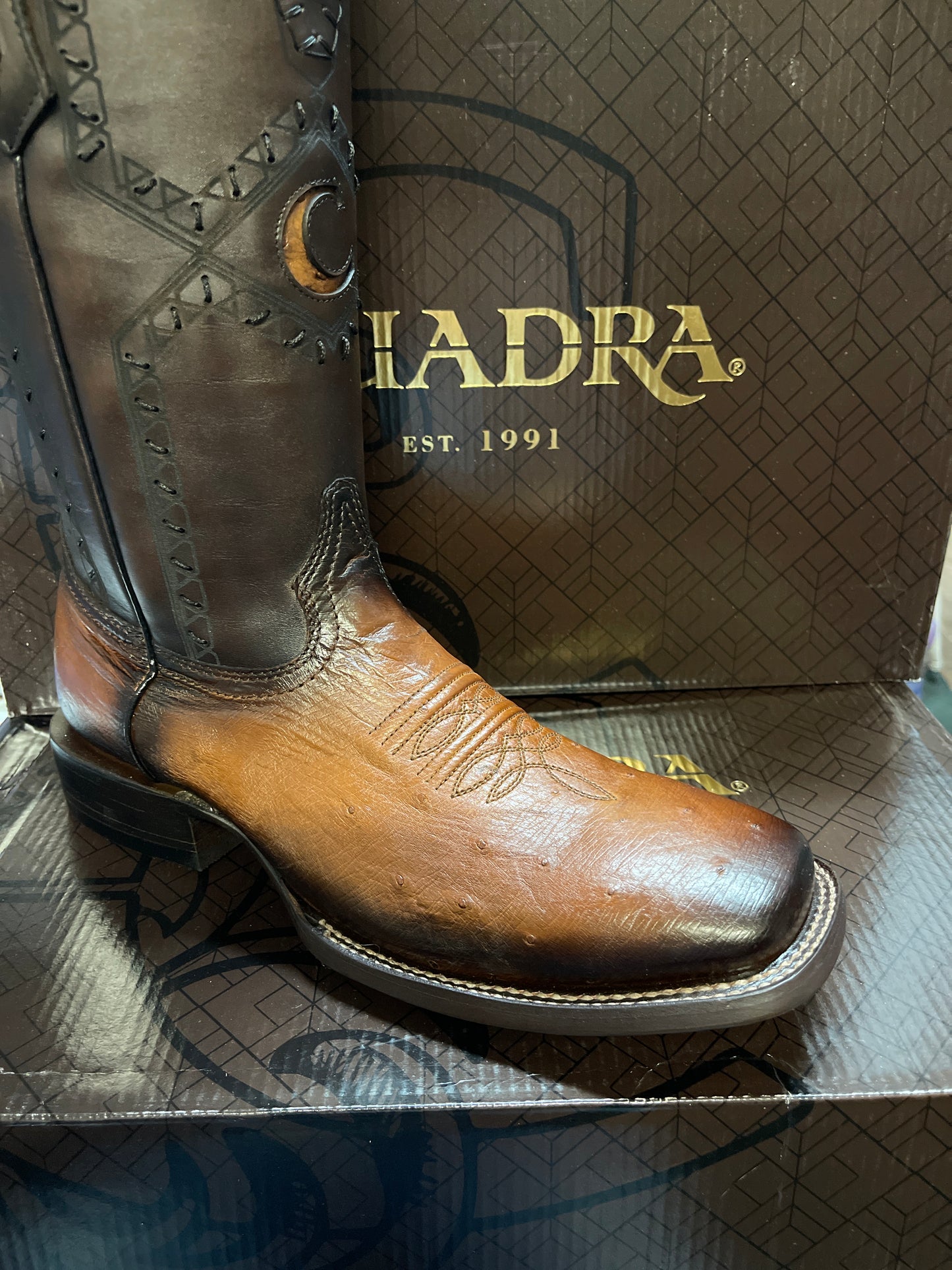 CUADRA MENS OSTRICH LASER&WOVEN HONEY SQUARE TOE  CU462