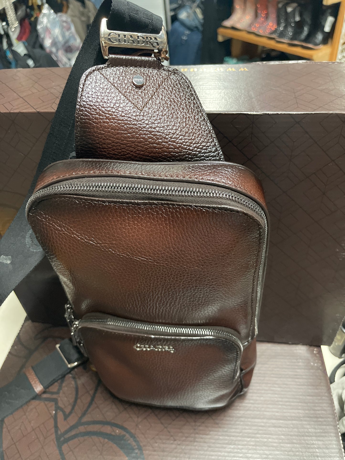 CUADRA MENS EXOTIC LEATHER SHOULDER BAG HONEY BROWN