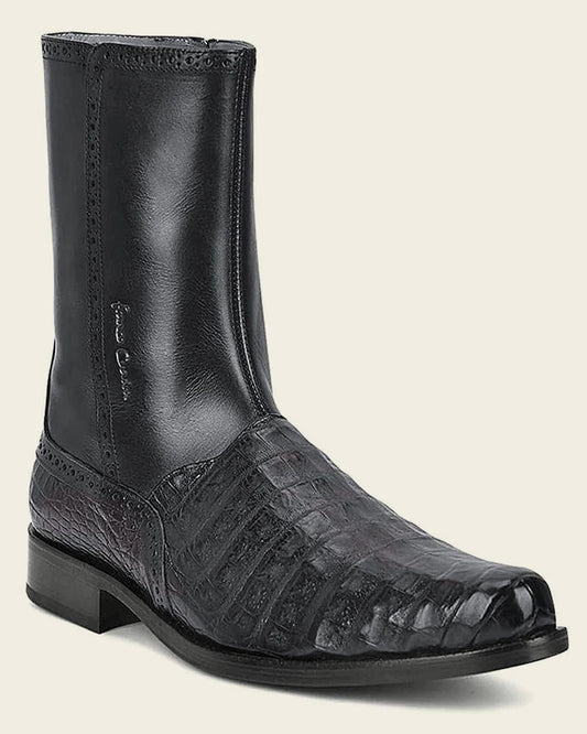 Fanco Cuadra Hand-Painted Exotic Caiman Baby Plata Leather Dress Boots
