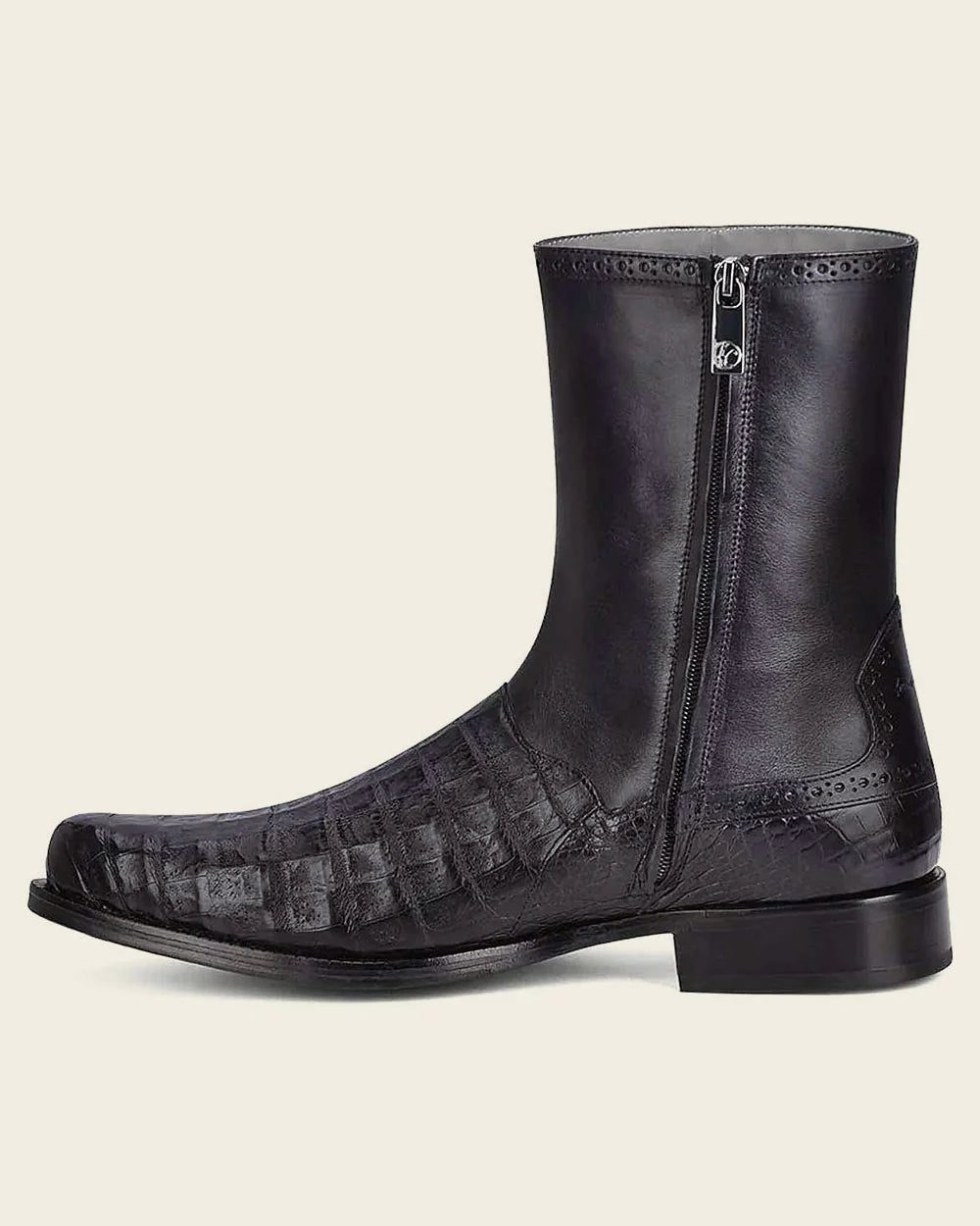 Fanco Cuadra Hand-Painted Exotic Caiman Baby Plata Leather Dress Boots