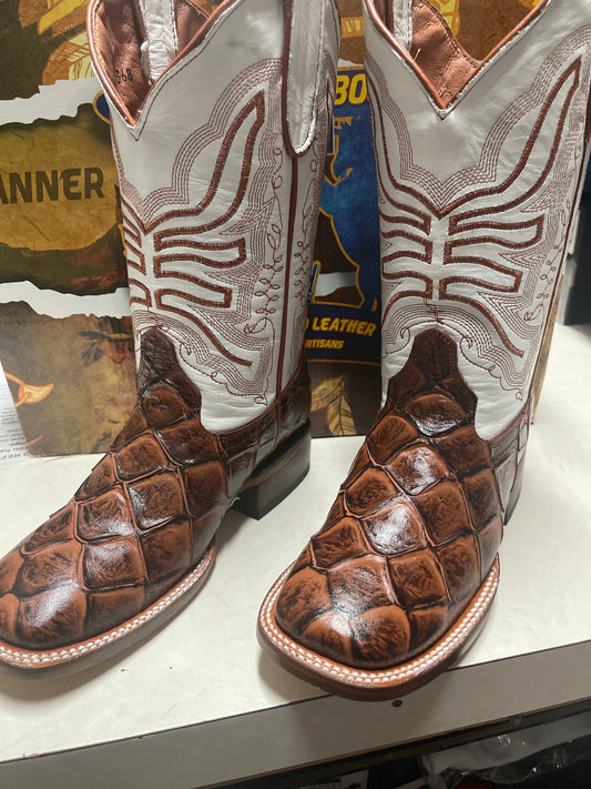 TANNER MARK BOOTS YOUTH MOSTER FISH COGNAC  PRINT  TOE SQUARE TMY205206