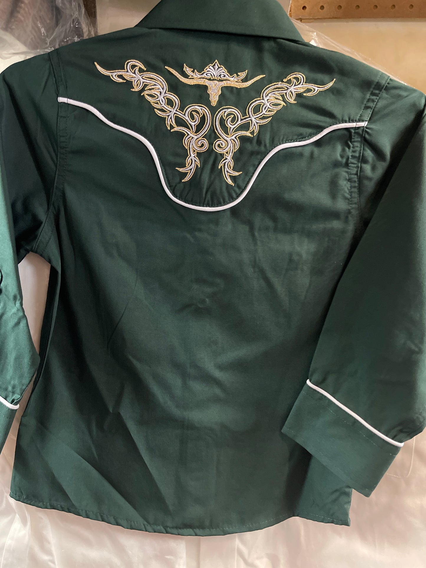 KIDS WESTERN SHIRT WITH BULL HORNS EMBROIDERY