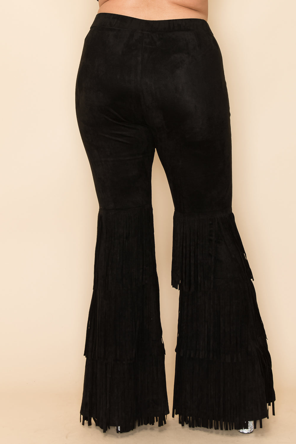 WOMEN PANT WITH LAYERED FRING SUEDE FULL