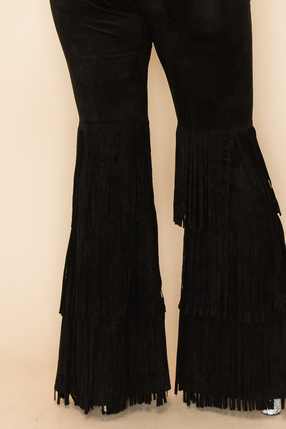 WOMEN PANT WITH LAYERED FRING SUEDE FULL