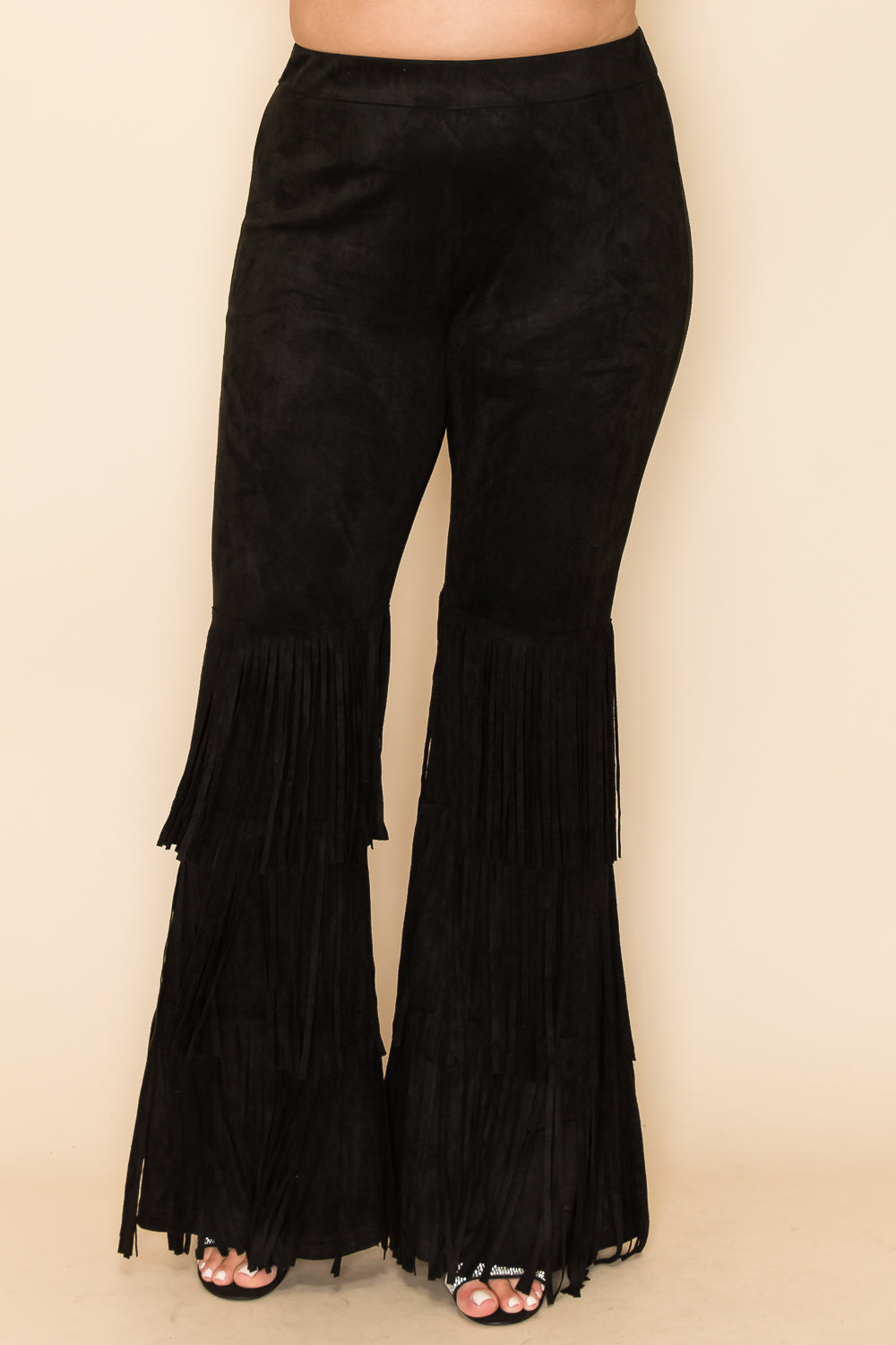 WOMEN PANT WITH LAYERED FRING SUEDE FULL