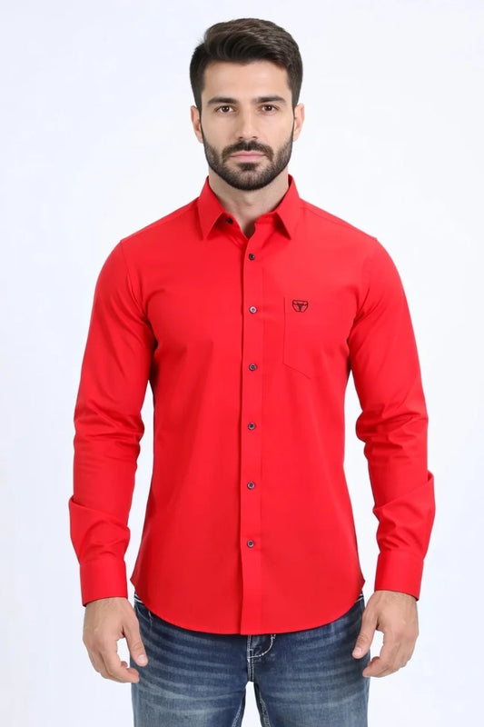 PWL10833 Red Platini  Men's Long Sleeve Shirt