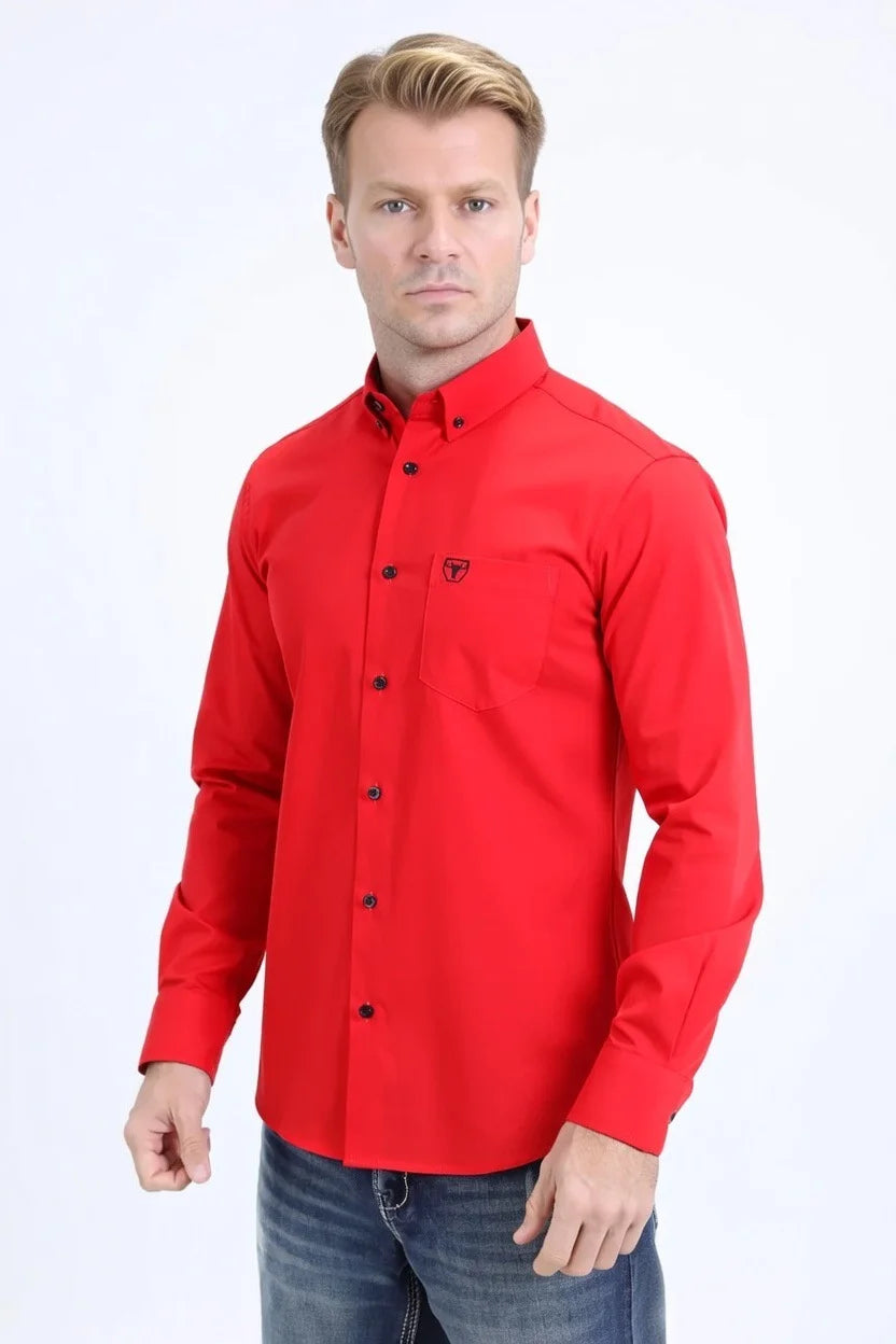 PWL10833 Red Platini  Men's Long Sleeve Shirt