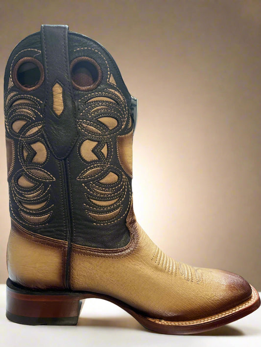 WILD WEST Men's Smooth Oryx Ostrich Square Toe Boots