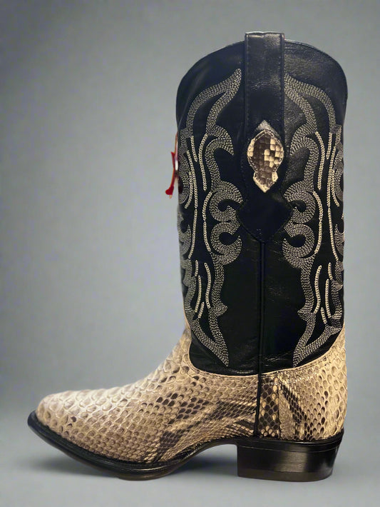 LOS ALTOS Men's Python Medium Round Toe Natural Color Boot