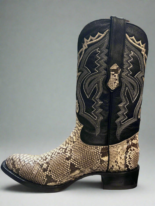 TANNER MARK Men's Python Natural Round Toe Boots