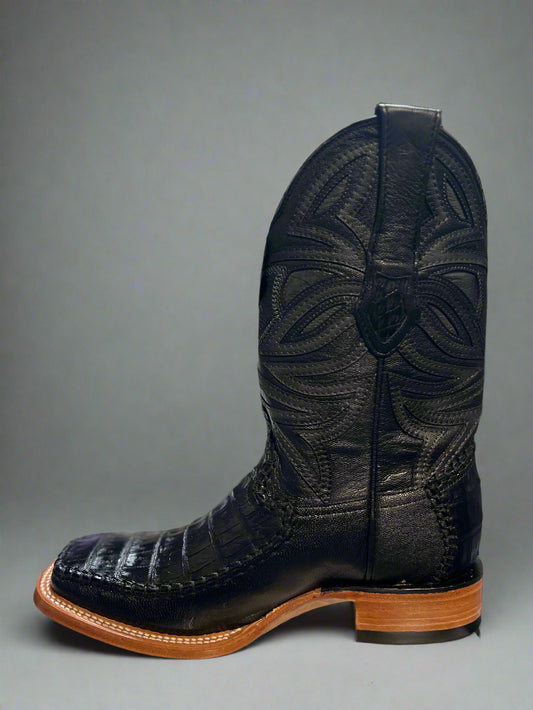 LOS ALTOS Men's Black Caiman Belly Boots