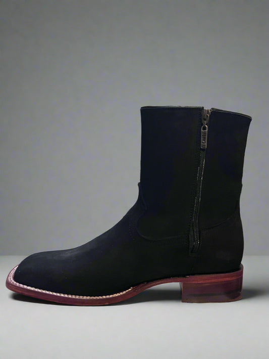 EL CANELO Men's Black Nobuck Bernal Square Toe Botin