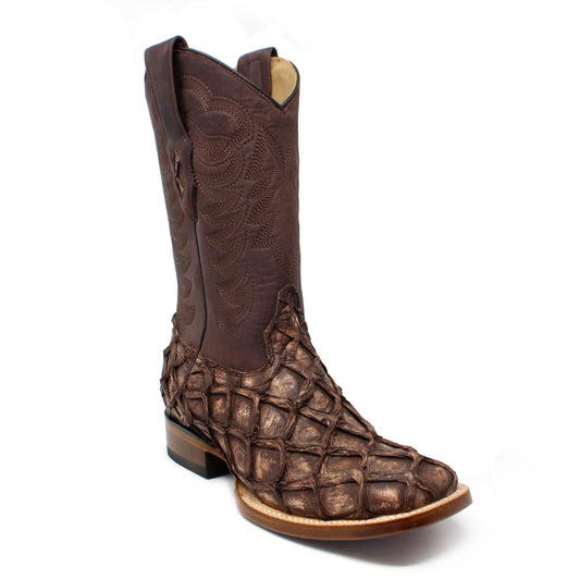 Los Altos Pirarucu Square Toe Cowboy Boot - Café Rustico