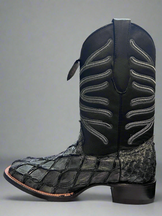 LOS ALTOS Men's Vintage Black Pirarucu Boots