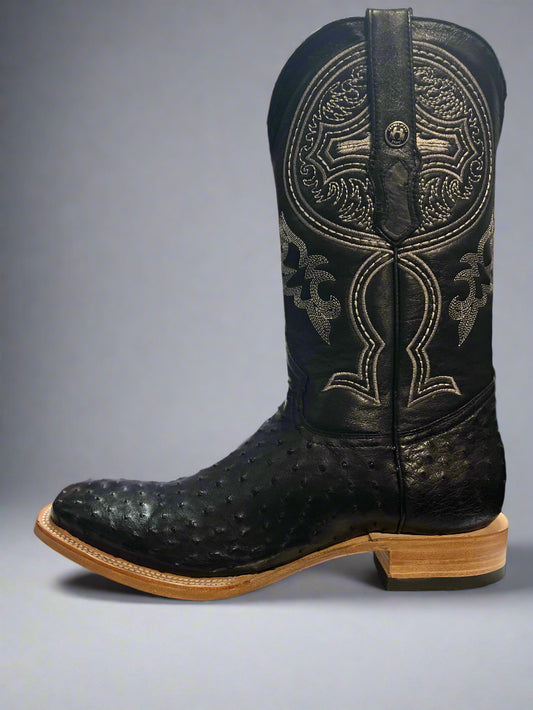 TANNER MARK Men's Black Ostrich Boots