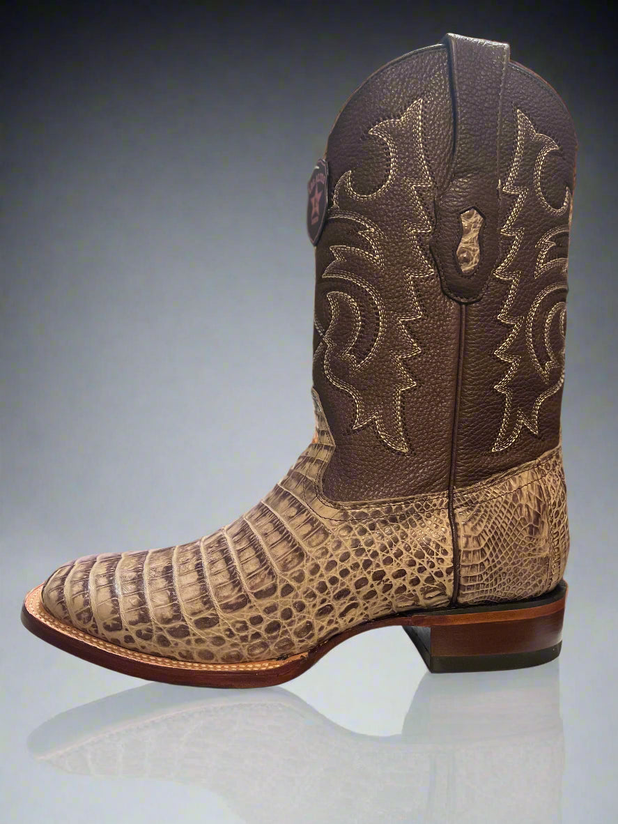 LOS ALTOS Men's Mocha Caiman Belly Square Toe Boots