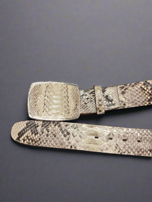 LOS ALTOS Men's Western Square Buckle Python Belt