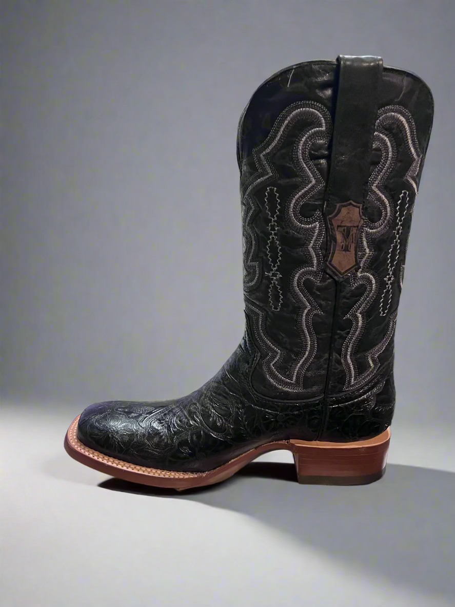 TANNER MARK Men's Embossed Black Leather Boots