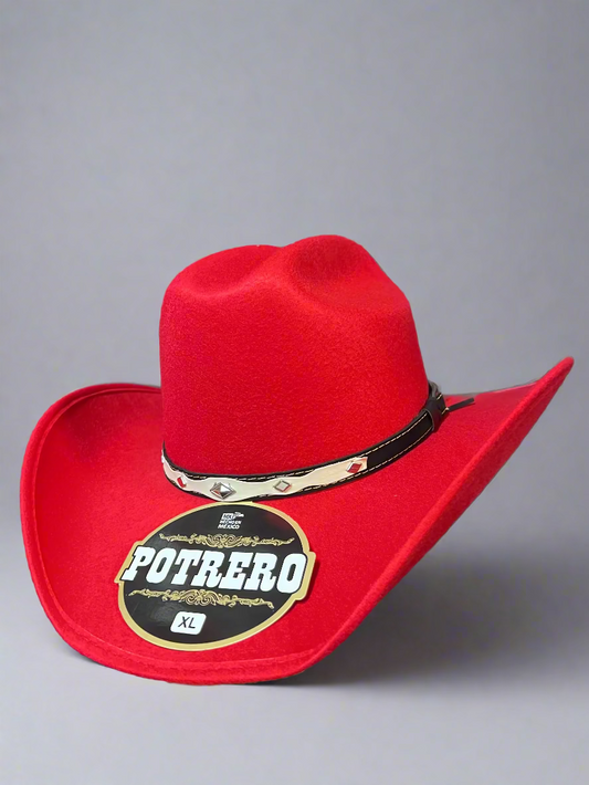 KIDS Potrero Suede Felt Red Cowboy Hat