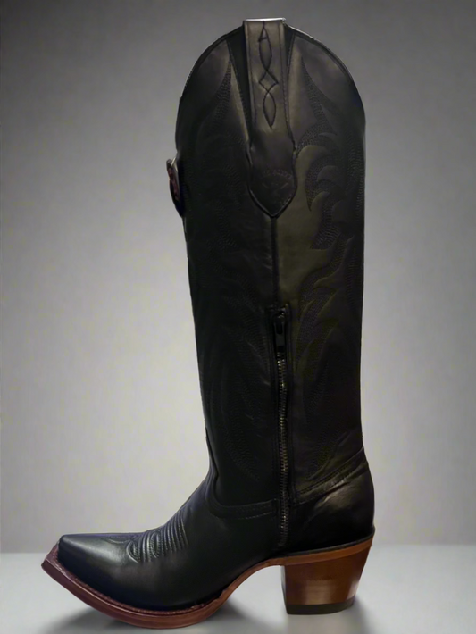 LOS ALTOS Women's Black Tall Belmont Snip Toe Boot