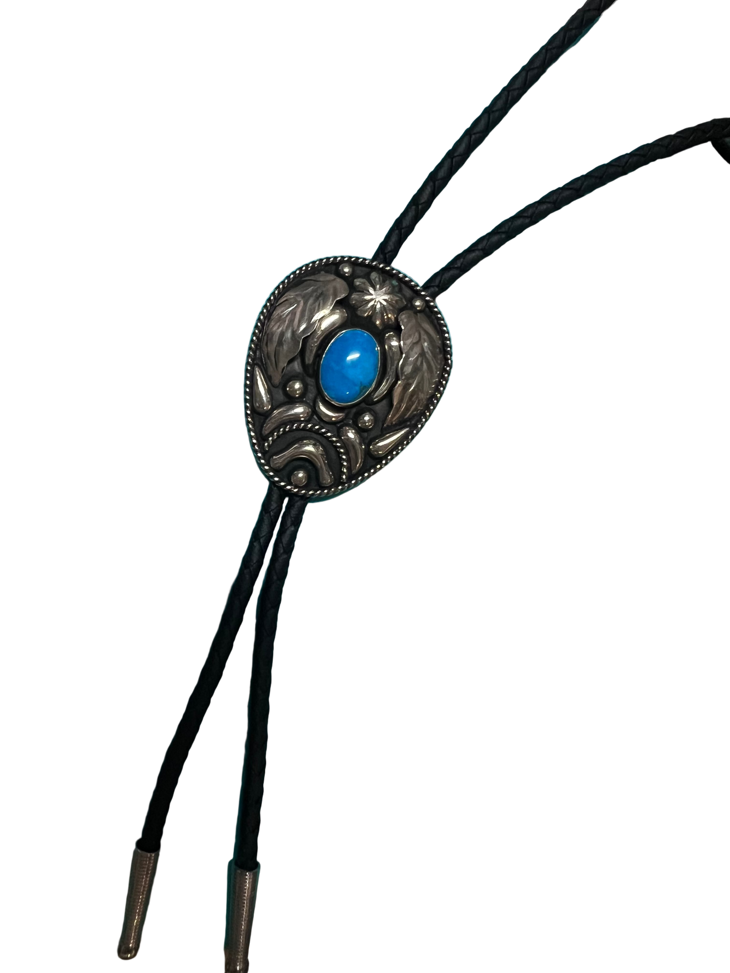 Bolo Tie Large Shield with Blue Stone
