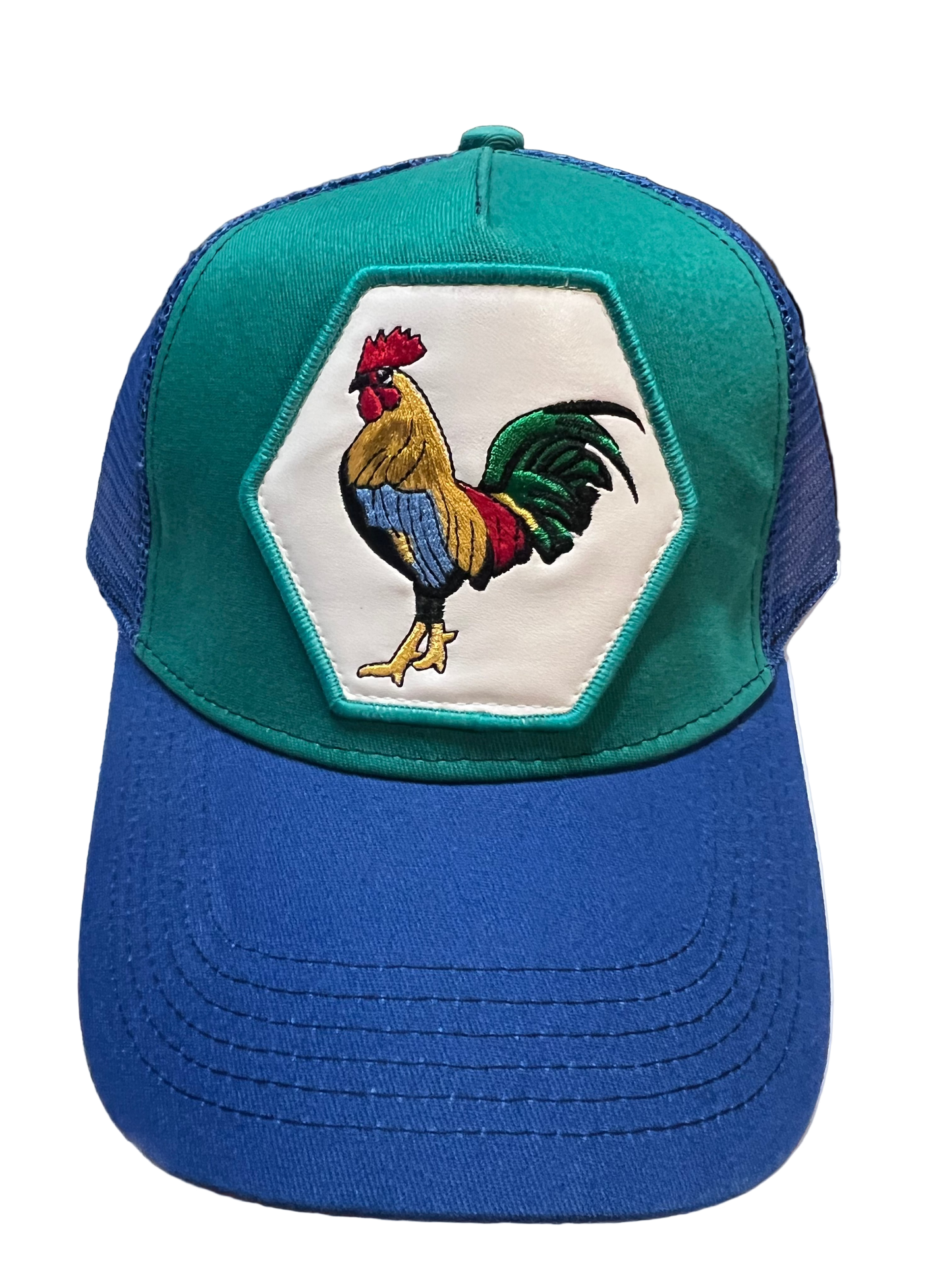 PLATINI Blue and Green Rooster Cap