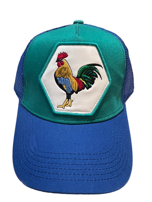 PLATINI Blue and Green Rooster Cap