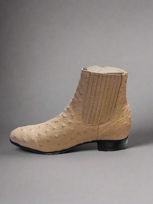 WHITE DIAMONDS Original Bone Ostrich Round Toe Botin