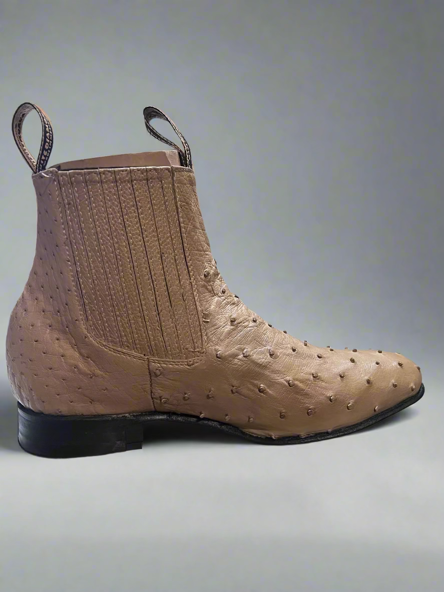 WHITE DIAMONDS Original Bone Ostrich Round Toe Botin
