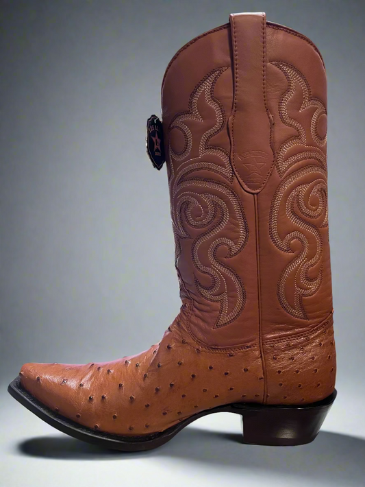 LOS ALTOS Men's Honey Snip Toe Ostrich Boots