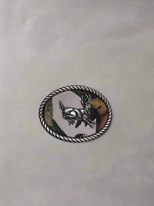 Kid's Small Oval Leaping Buck Belt Buckle