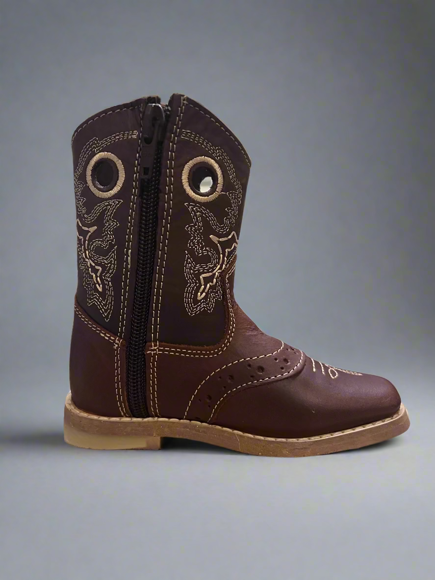 White Diamonds Zipper Kid's Shedron Leather Boot