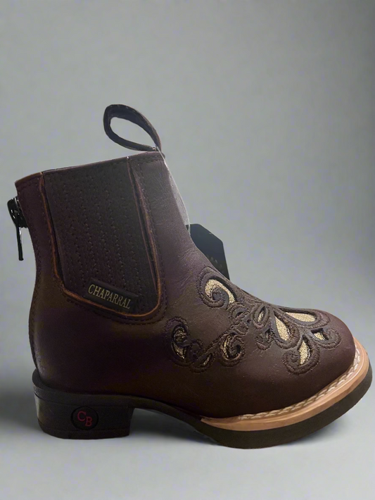 CHAPARRAL Kid's Lizy Tang Brown Zipper Botin