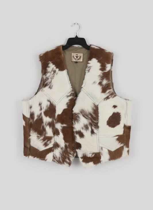 BULL GENUINE LEATHER Men's Cowhide Leather Snap Vest