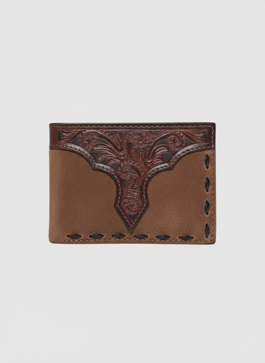 NOCONA Removable Passcase Suede Braided Brown Wallet