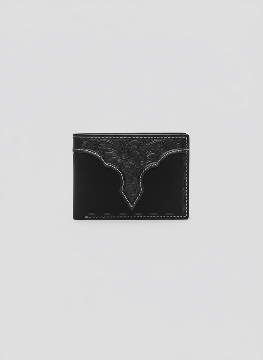 NOCONA Removable Passcase Suede Braided Black Wallet