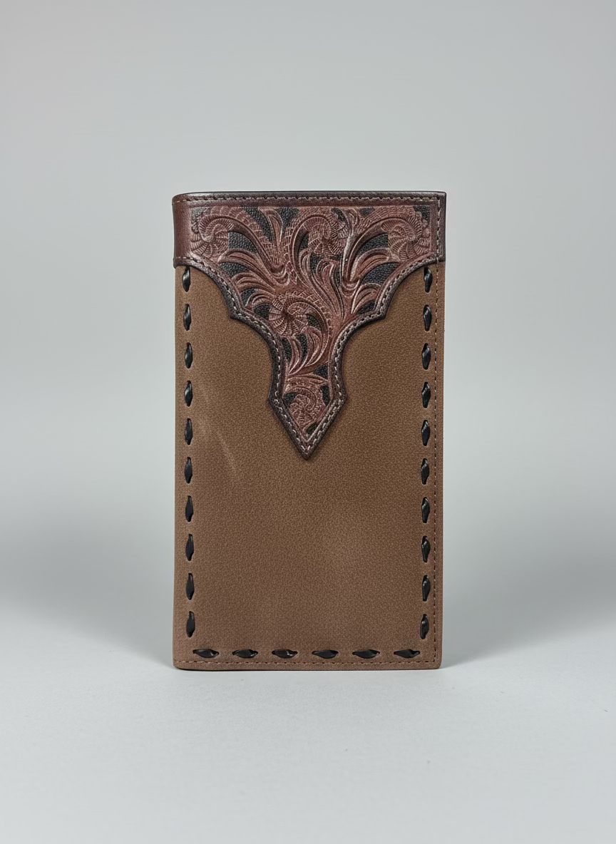 NOCONA Rodeo Wallet/ Checkbook Cover Braided Suede Brown