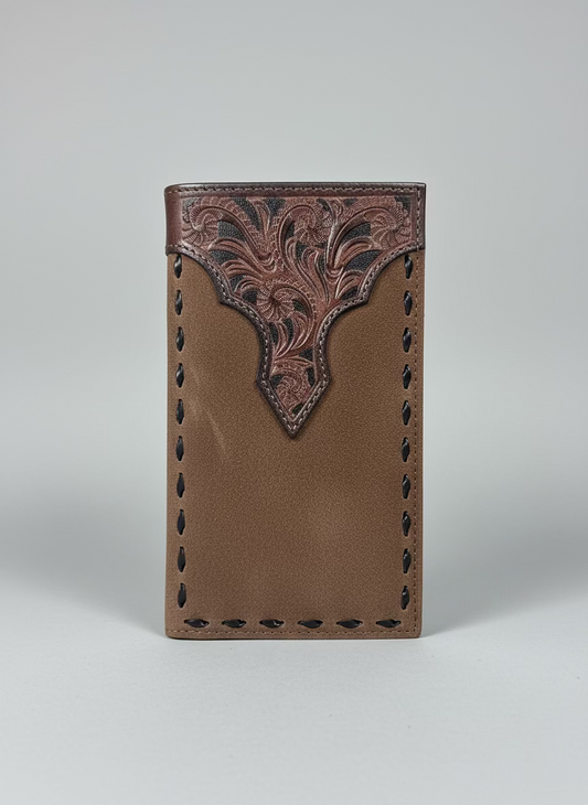 NOCONA Rodeo Wallet/ Checkbook Cover Braided Suede Brown