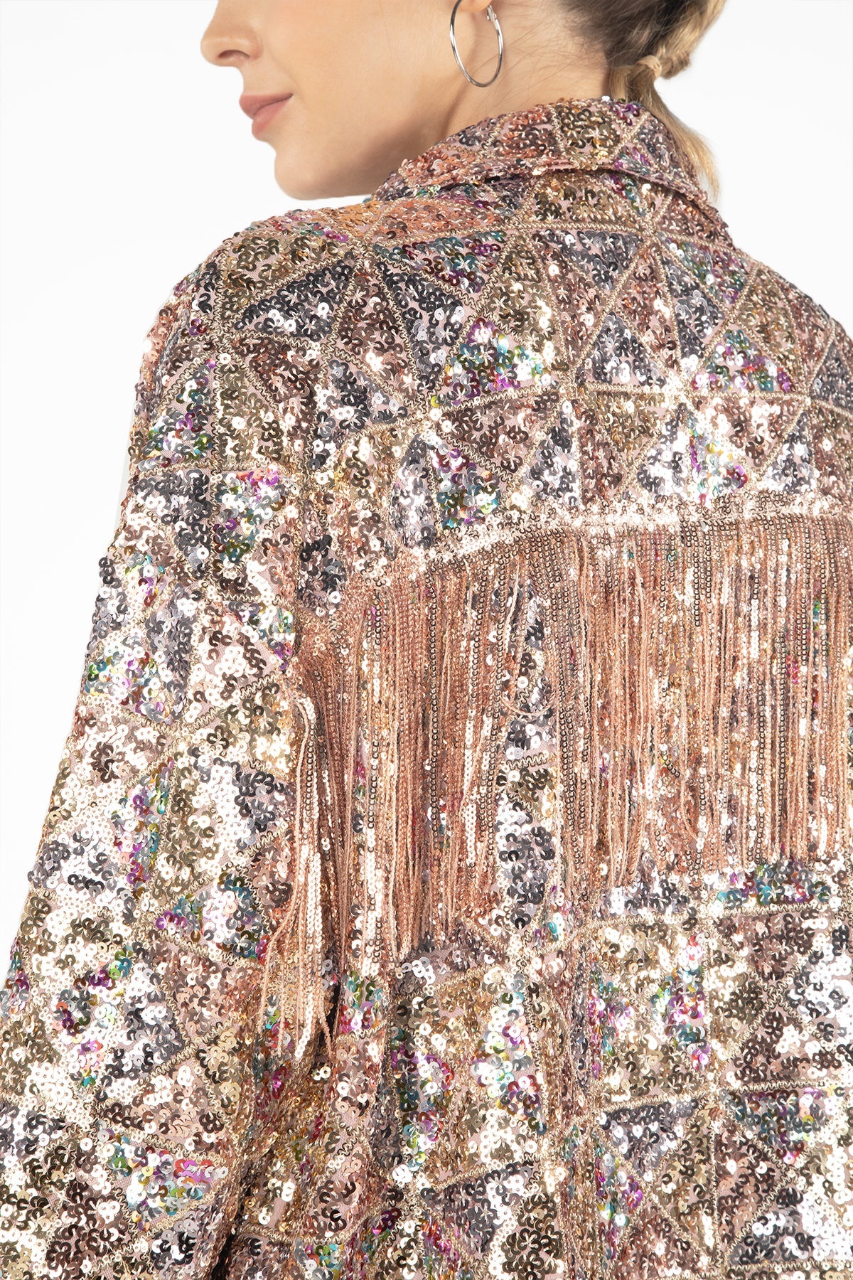 Geometric Sequin Fringe Jacket