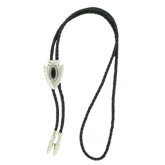 Bolo Tie Arrowhead with Black Stone