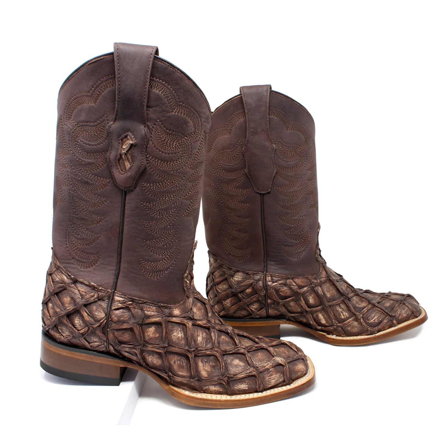 Los Altos Pirarucu Square Toe Cowboy Boot - Café Rustico