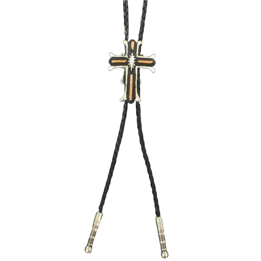 Bolo Tie Cross Oval Center