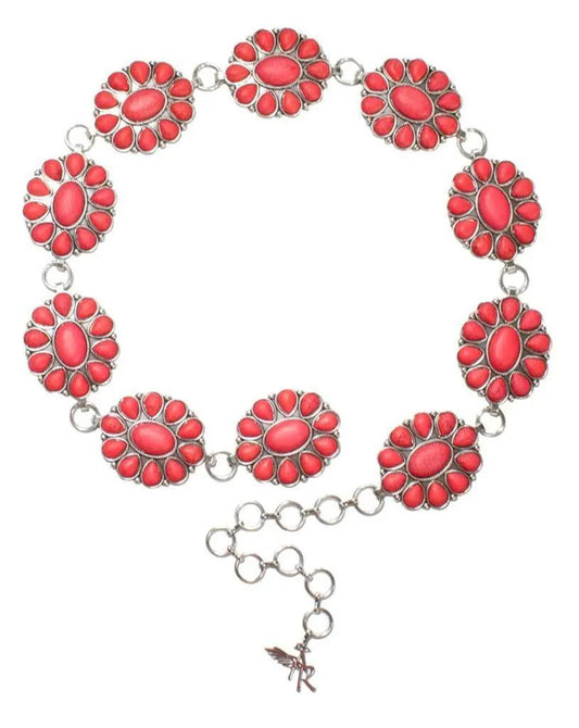 ANGEL RANCH Women's Oval Pink Concho Chain Belt